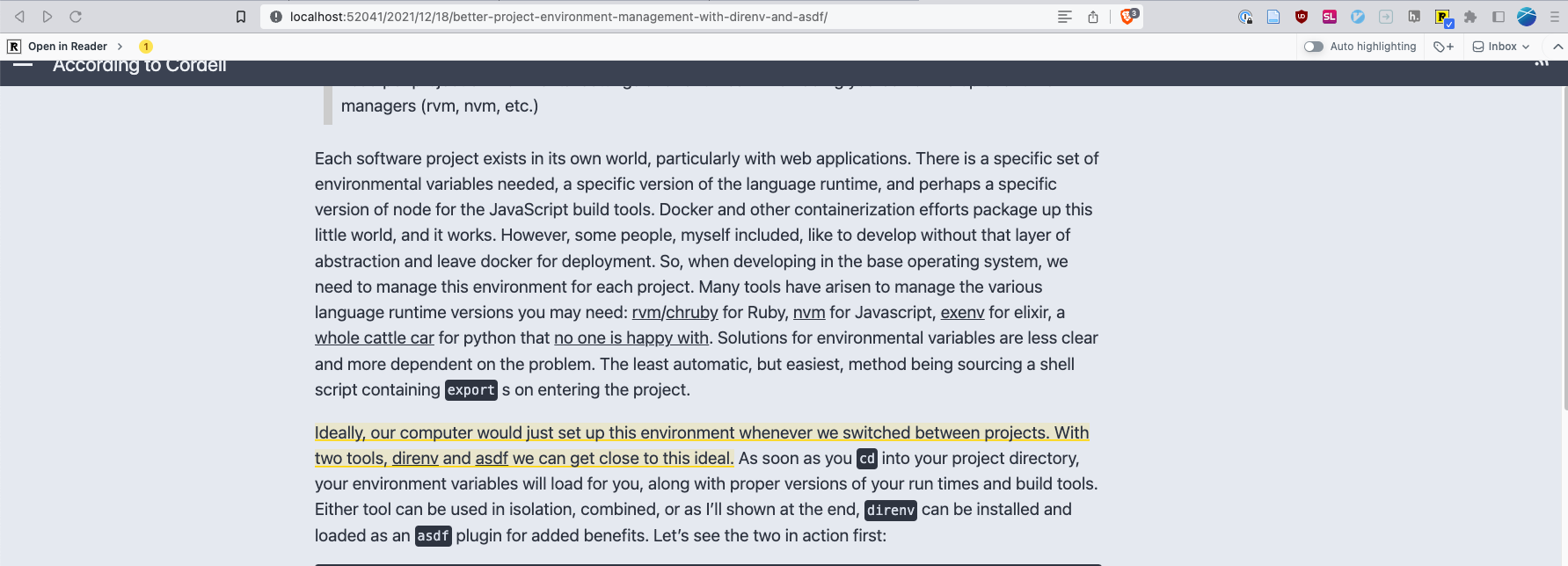 Figure 1: Highlighting content directly on a web page